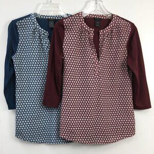 Ann Taylor Long Sleeve V-Neck Blouse Duo Size XS Excellent Condition